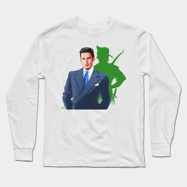 Errol Flynn - An illustration by Paul Cemmick Long Sleeve T-Shirt by PLAYDIGITAL2020